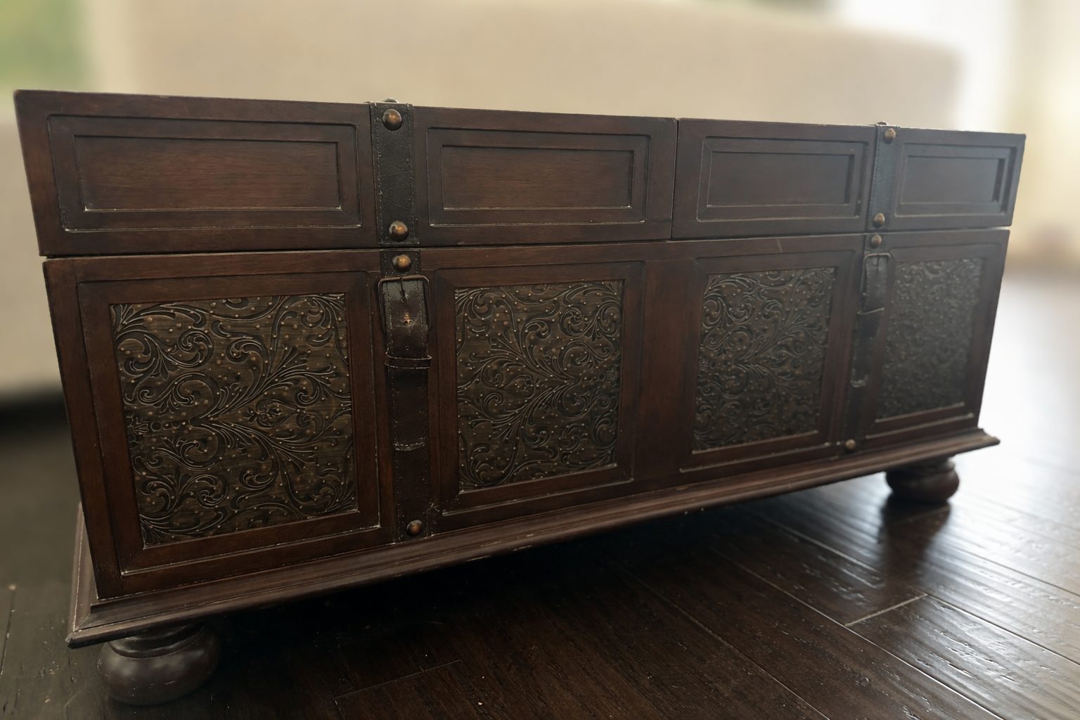 Ashley Furniture Signature Design - McKenna Coffee Table with Storage - Cocktail Height - Dark Brown