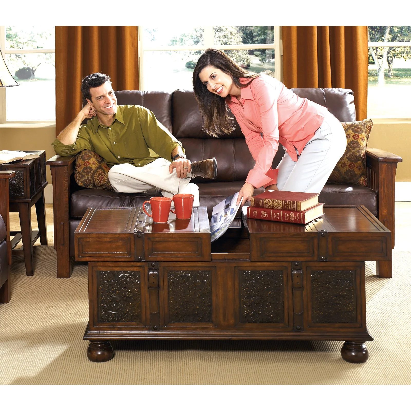 Ashley Furniture Signature Design - McKenna Coffee Table with Storage - Cocktail Height - Dark Brown