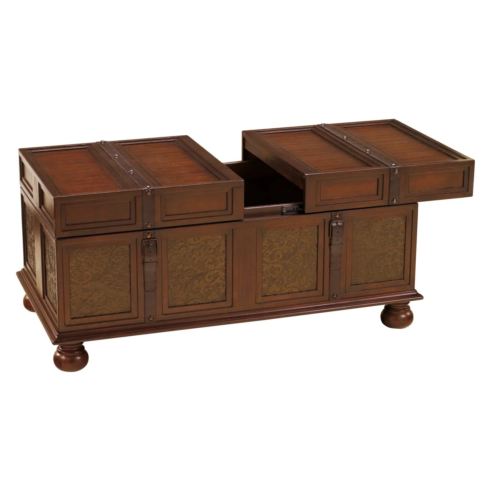 Ashley Furniture Signature Design - McKenna Coffee Table with Storage - Cocktail Height - Dark Brown