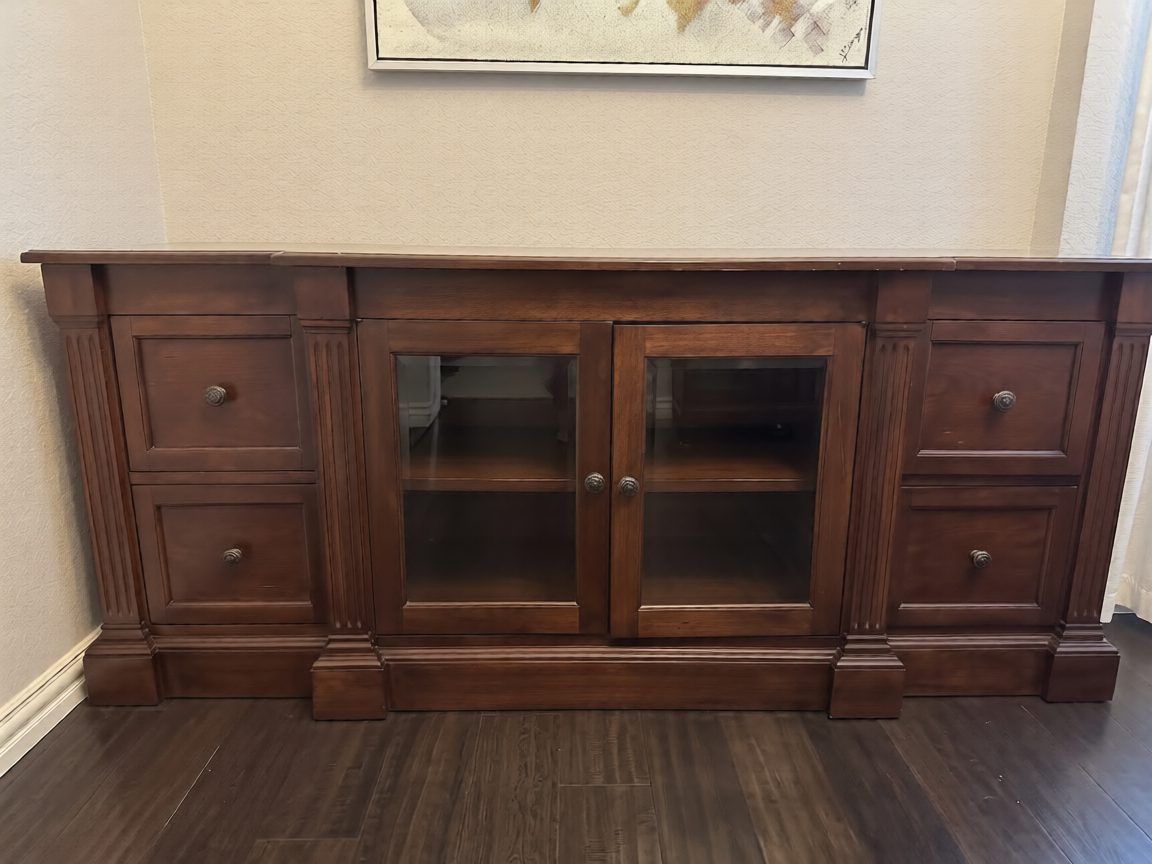 Thomasville Media Console Elegant Wooden Storage Cabinet