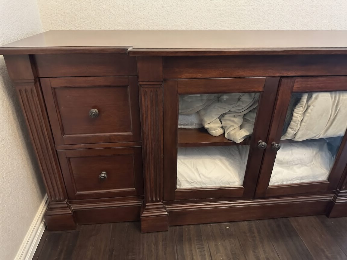 Thomasville Media Console Elegant Wooden Storage Cabinet