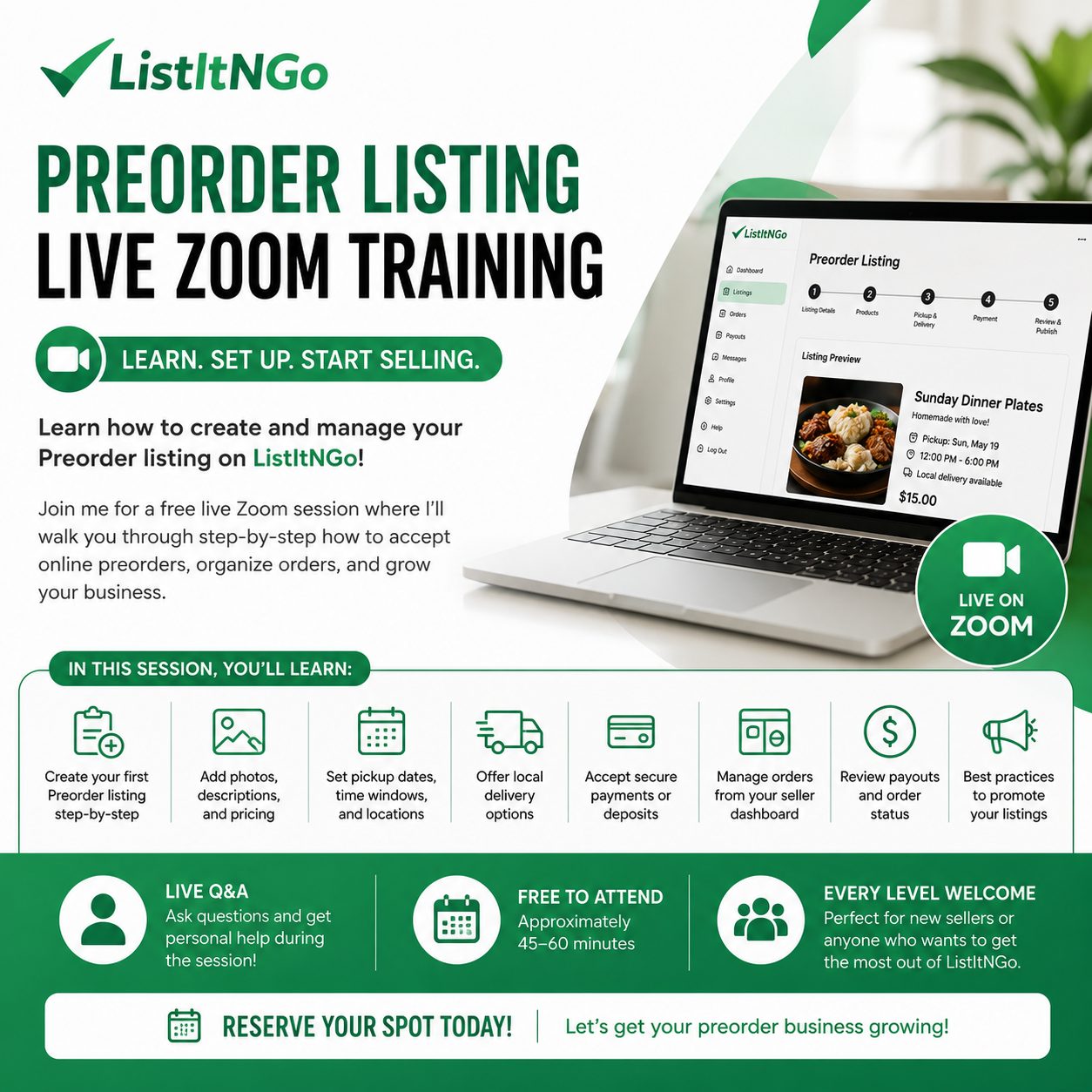 Learn how to use ListINGo Preorder